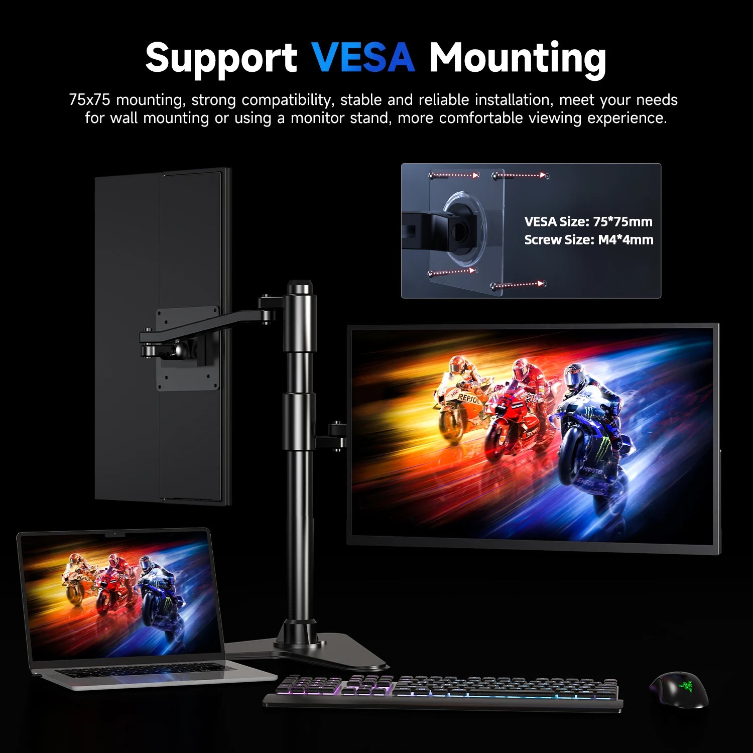 UPERFECT 22 Inch Computer Display Monitor 2K QHD 1440P 100%sRGB IPS Screen w/ Kickstand For Laptop PC Mac Phone PS5 Game Console