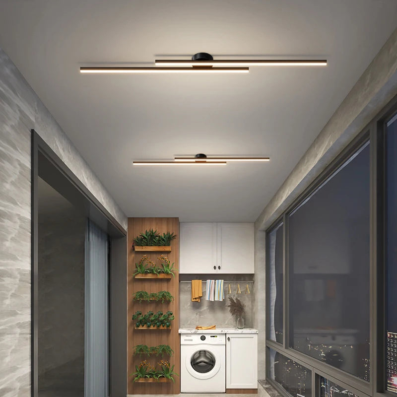 Modern LED Ceiling Light Long Aluminum Double Line Creative Design Ceiling Light Indoor Lighting Fixtures For Corridors Balconie