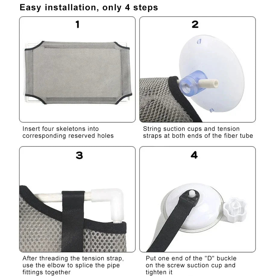 Cat Hammock Suction Cup Windowsill Cat Comfortable Hammocks Summer Breathable Mesh Single/Double Hanging Beds Pet Accessories