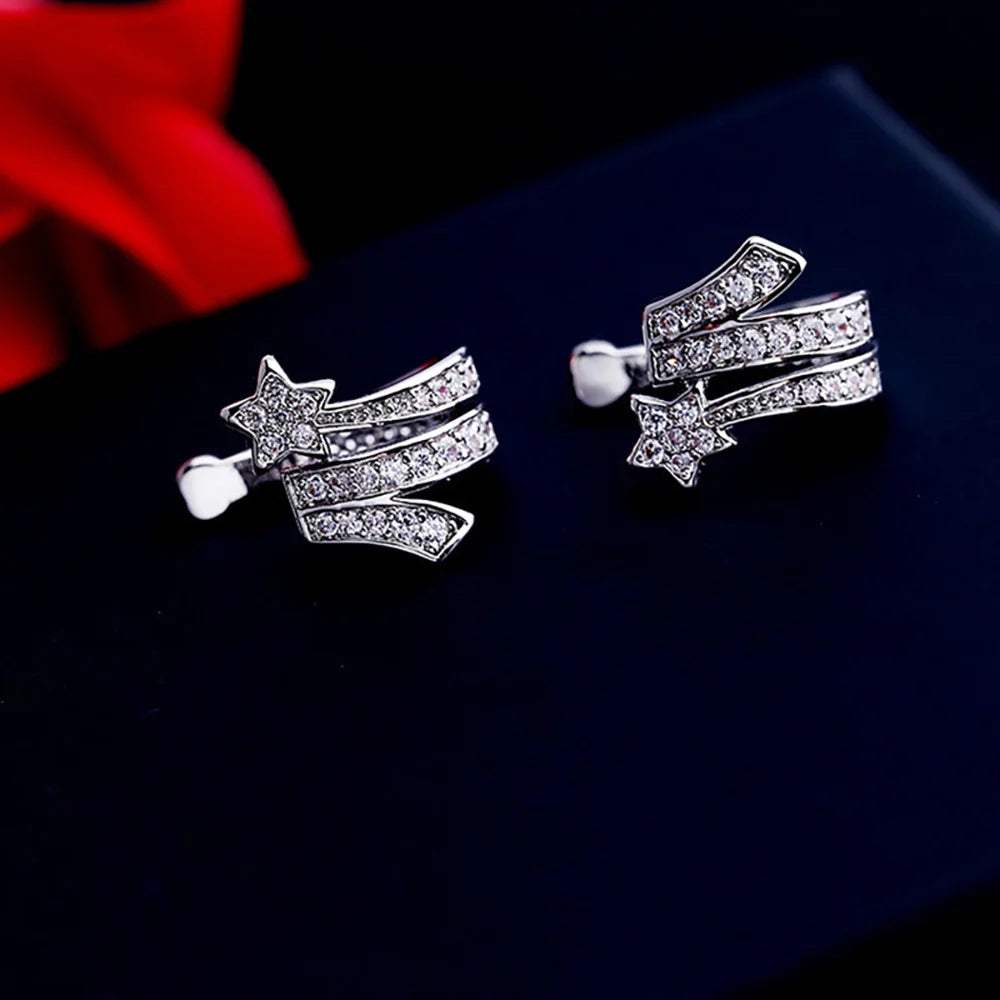 Custom Real Platinum PT950 Clip Earrings Women Engagement Anniversary Wedding Earrings Moissanite Diamond Earrings Shooting Star