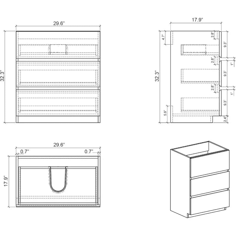 30 Inch Bathroom Vanity with Sink, Modern Small Bathroom Storage, Includes Overflow Feature