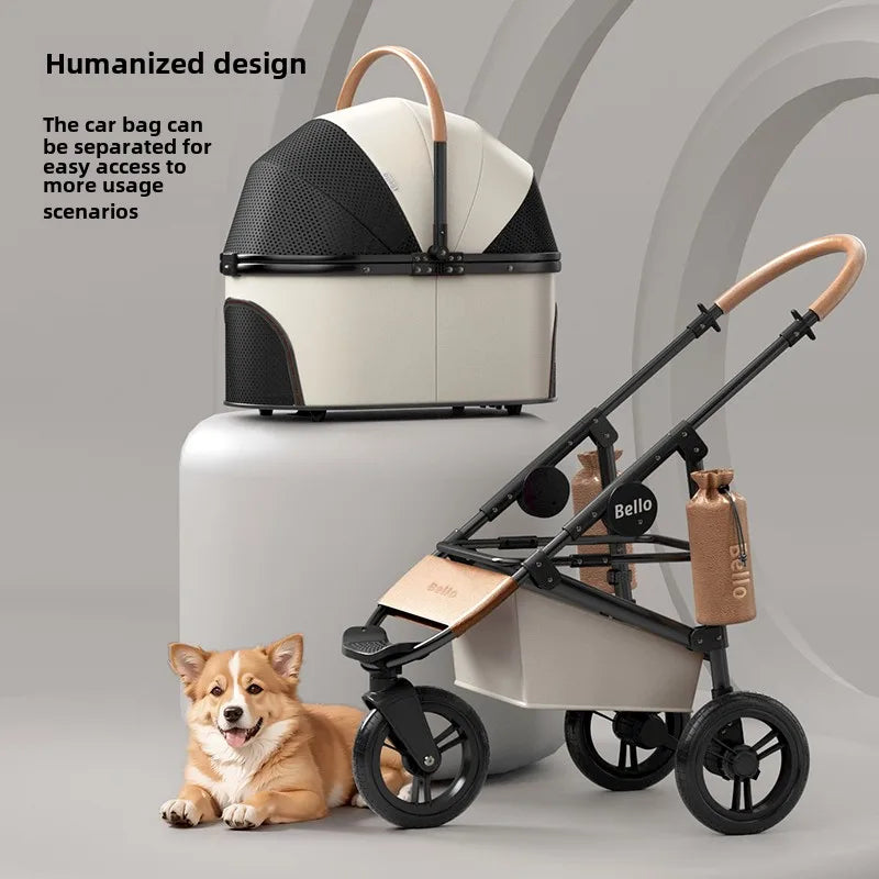 3-Wheel Pet Stroller for Cats Dogs Small Medium Dogs, Detachable Pet Carrier Cart for Walking Out, Outdoor Small Pet Stroller