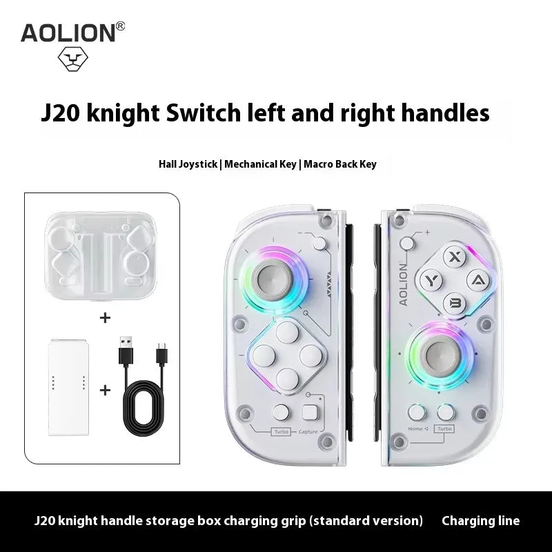 Aolion J20 Wireless Knight Left And Right Gamepad RGB Motion Sensing Hall Joystick For Nintend Switch 1/2 Contorller Accessories