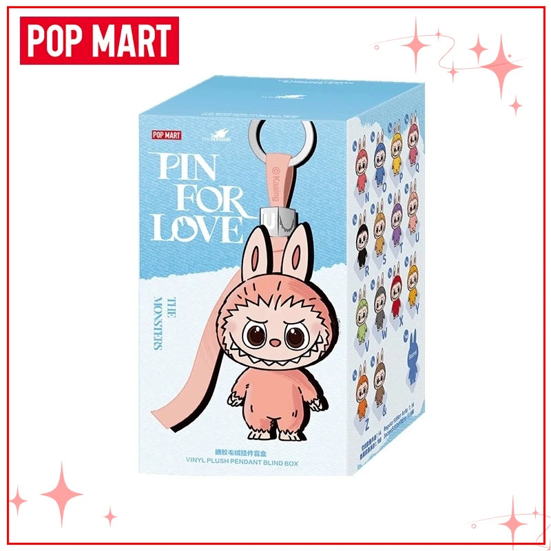 POPMART Чудовищата Лабубу V4 Pin for Love Series Blind Box Vinyl Face Plush Doll Visual Keyring Toy Коледни подаръци