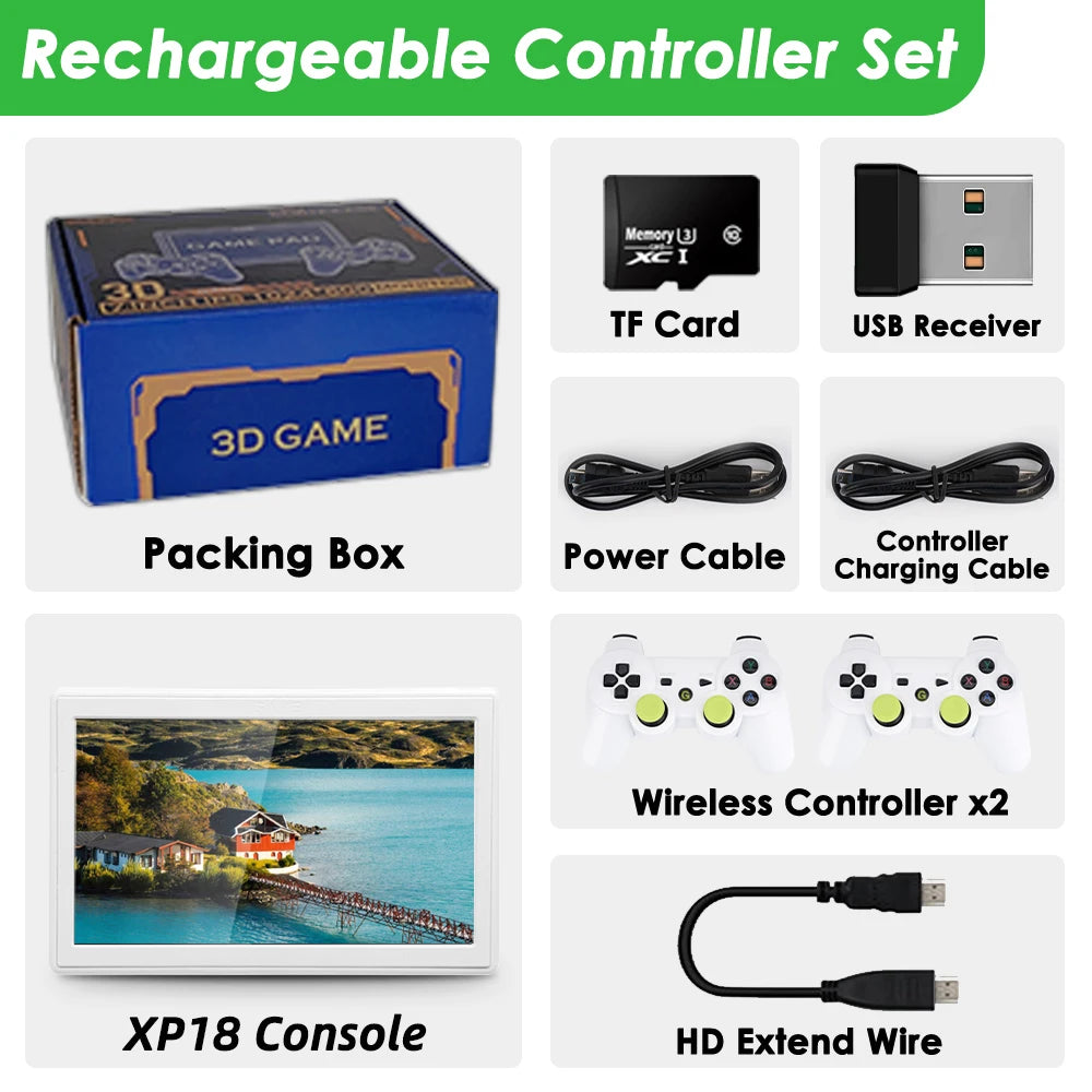 AMPOWN XP18 TV Game Console HDMI Output 7'' Screen 4000mAh Battery Portable Video Console Wireless Controller Supports Simulator