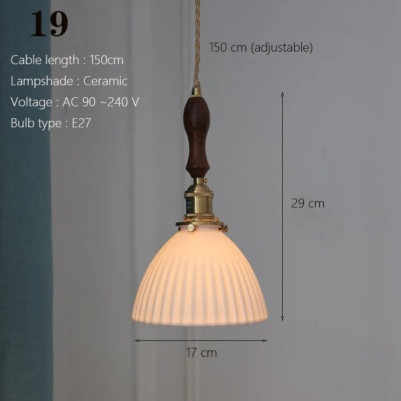 Japanese Ceramic Pendant Lights Scandinavian Light Luxury Pendant Lamp for Living Room Bedroom Dinning Room Kitchen Island