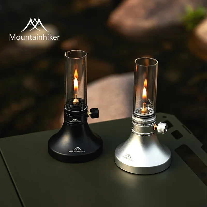 MOUNTAINHIKER Aladdin Преносима газова лампа Ретро стъклен абажур Газова атмосферна светлина На открито Риболов Къмпинг Туризъм Свещ