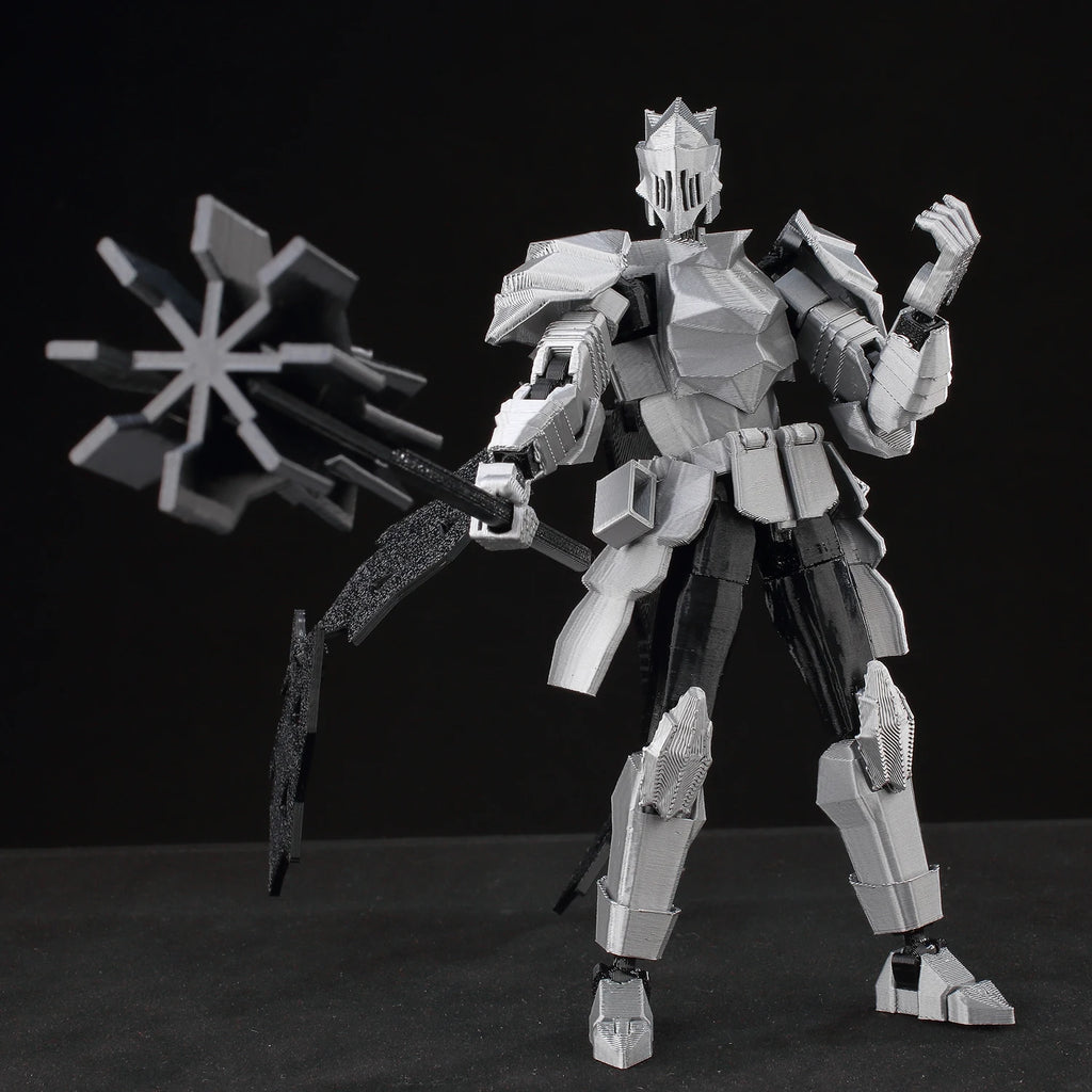 9L3D Lucky13 Silver Knight Robot Action Figure Dummy13 with Giant Sword T13 Multi-Jointed 3D Printed Collectible Toy Titan13