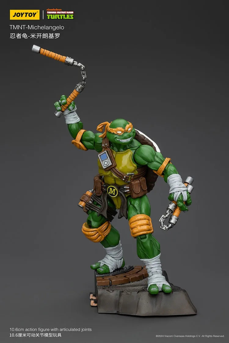 JOY TOY TMNT Michelangelo Action Figures Original Doll Decoration Gift Collection Garage Model Kits