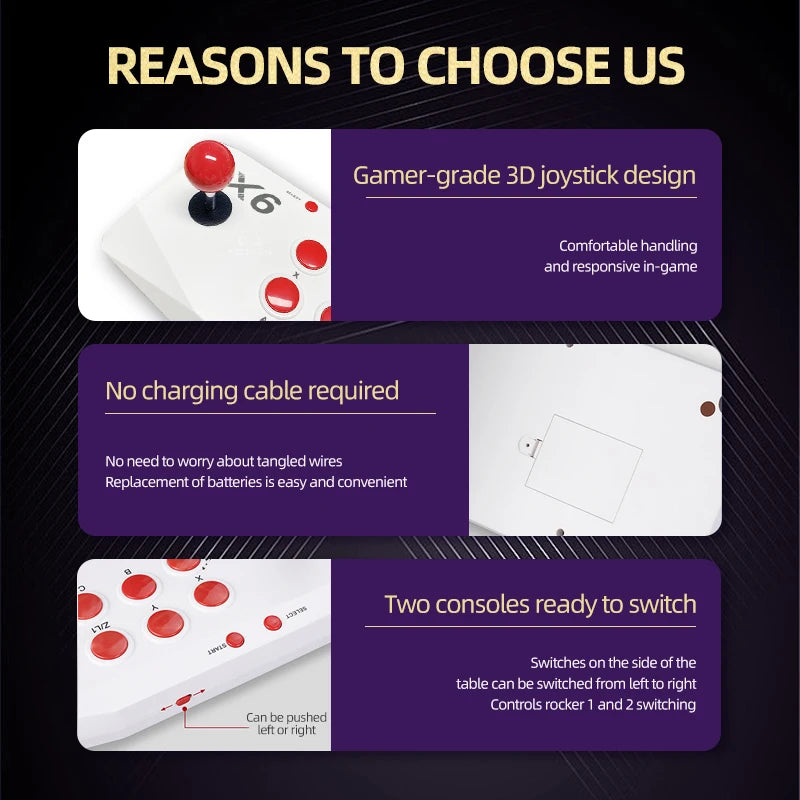 Arcade Video Game Console 4K TV Game Stick with Double Arcade Joysitck Games For MAME/Sega/PS1/Atari Game Machine Kid Gift