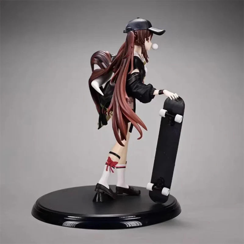 Genshin Impact Anime Figure Hu Tao Figures Skateboarding Modern Beautiful Girl Action Figure PVC Kawaii Statue Doll Child Gift