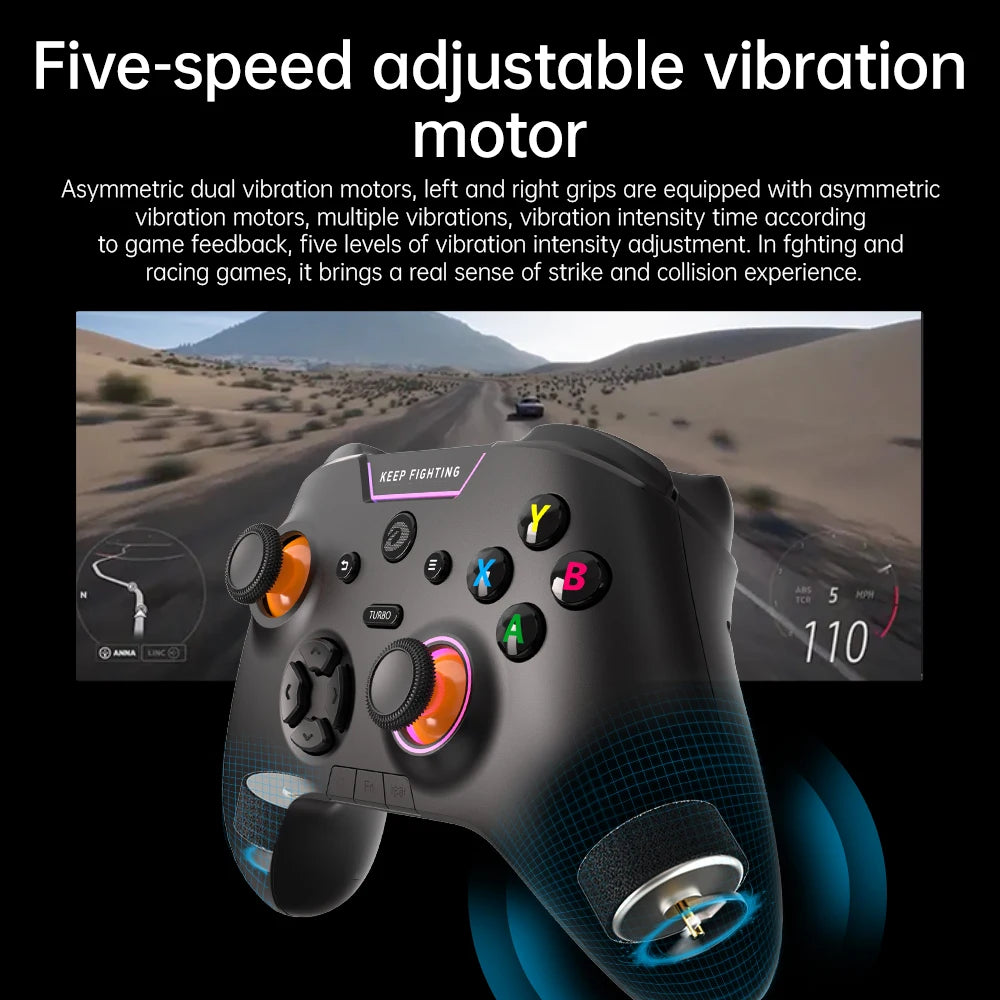 DAREU Tri-mode Gamepad RGB Bluetooth Wireless 2.4G E-sports Joystick Gaming Controller Macro Back Button for Android PC TV Games