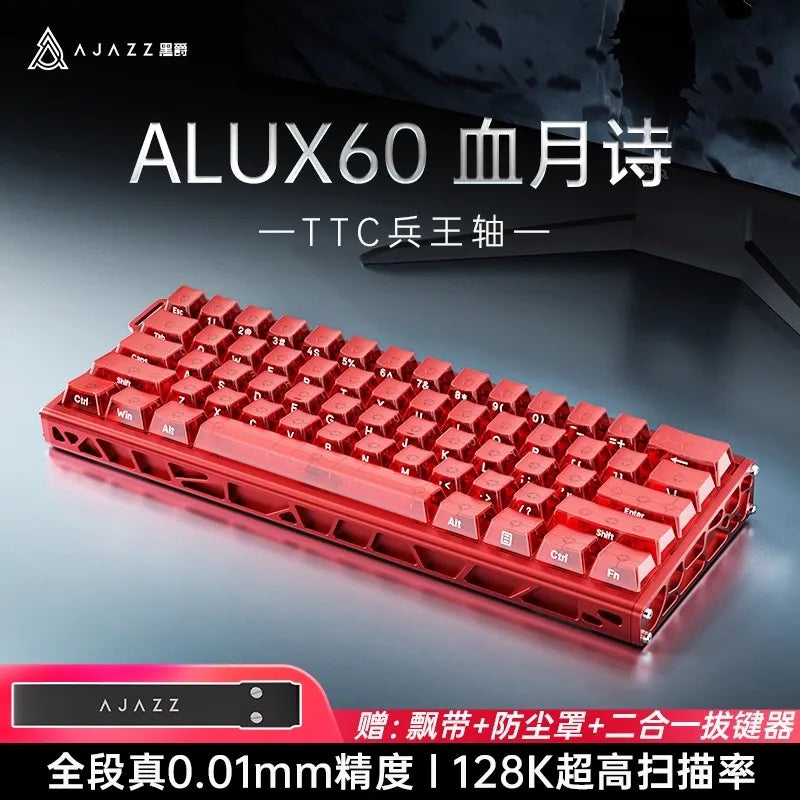 AJAZZ Alux60 Tastatur mit magnetischem Schalter, kabelgebundene Gaming-Tastatur, Aluminiumlegierung, 8000 Hz, RT0.01 mm, mechanische Tastatur, FPS, Gamer-Geschenke