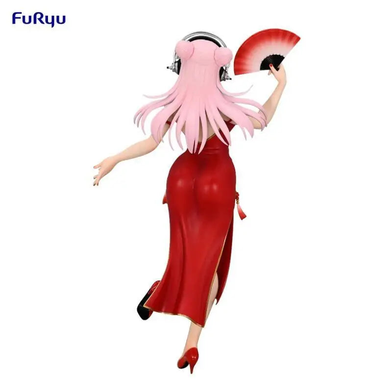 Genuine Original Furyu Super Sonico Trio Try It Figure Red China Dress Ver In Stock Anime Figure Model Collector Figurine Toys