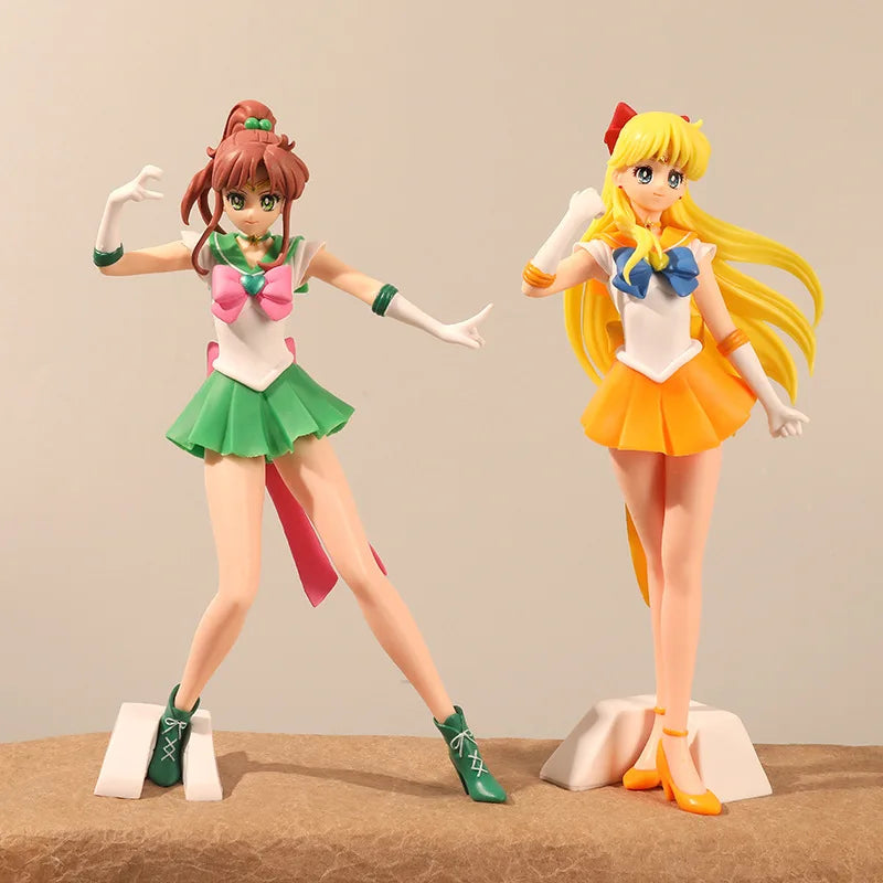 22cm Sailor Moon Anime Figurine Hino Rei Mizuno Ami Sailor Mars Mercury Decor Ornament Pvc Action Model Hobby Toy Kid Charm Gift
