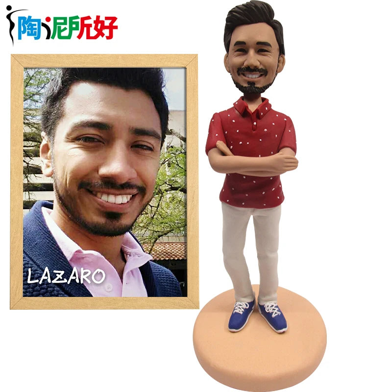 Custom Handmade Bobblehead Figure, Personalized Clay Doll on Photos,Real person figurine 3D Customization,Christmas Gift for Men