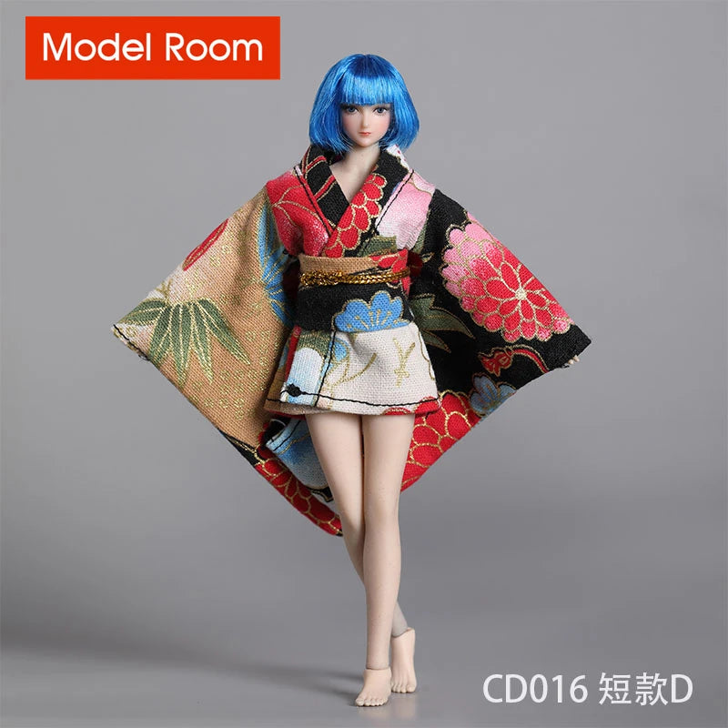 CDtoys CD016 1/12 Female Long Short Kimono Model Soldier Printing Clothes Fit 6'' TBL Action Figure Body Dolls