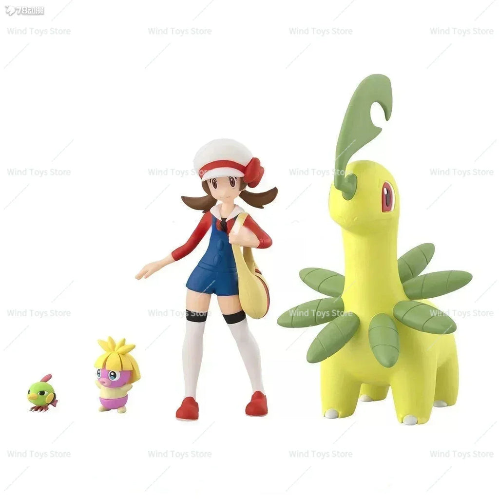 Bandai Original Scale World POKEMON Johto Region Kotone Bayleef Silver Croconaw Morty Celebi Anime Figures Toys for Kids Gift
