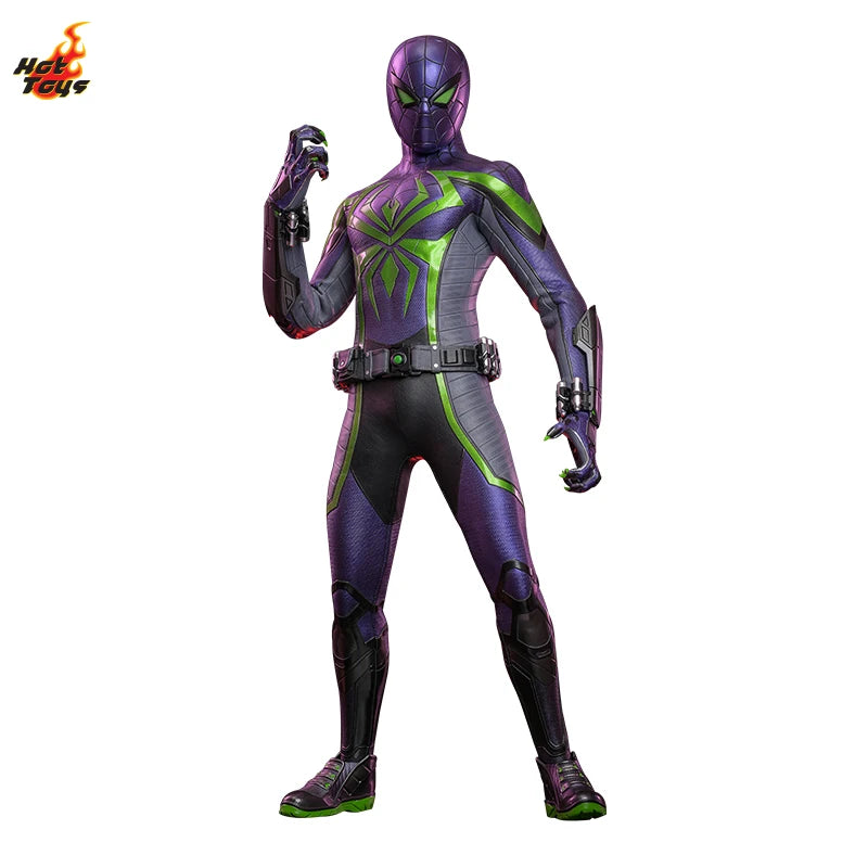 Hot Toys Marvel Spider Man 2 Miles Morales Purple Reign Suit 1 6 Scale Collectible Action Figure For Marvel Movie Collectorsgift