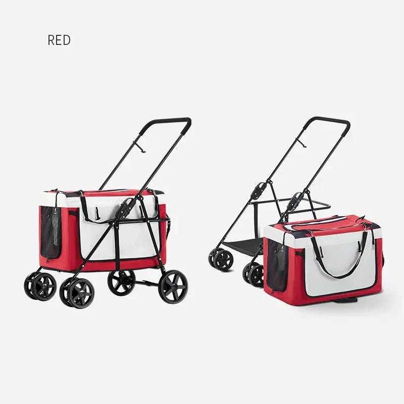 4-wheels Cat Stroller Pet Carrier Strolling Foldable Dog Stroller With Removable Liner
