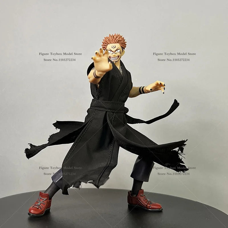 SHF 1/12 Anime One Piece Trafalgar D. Water Law Blue Hoodies Black Windbreaker Jujutsu Kaisen Sukuna Cloth Long Robe 6" Figure