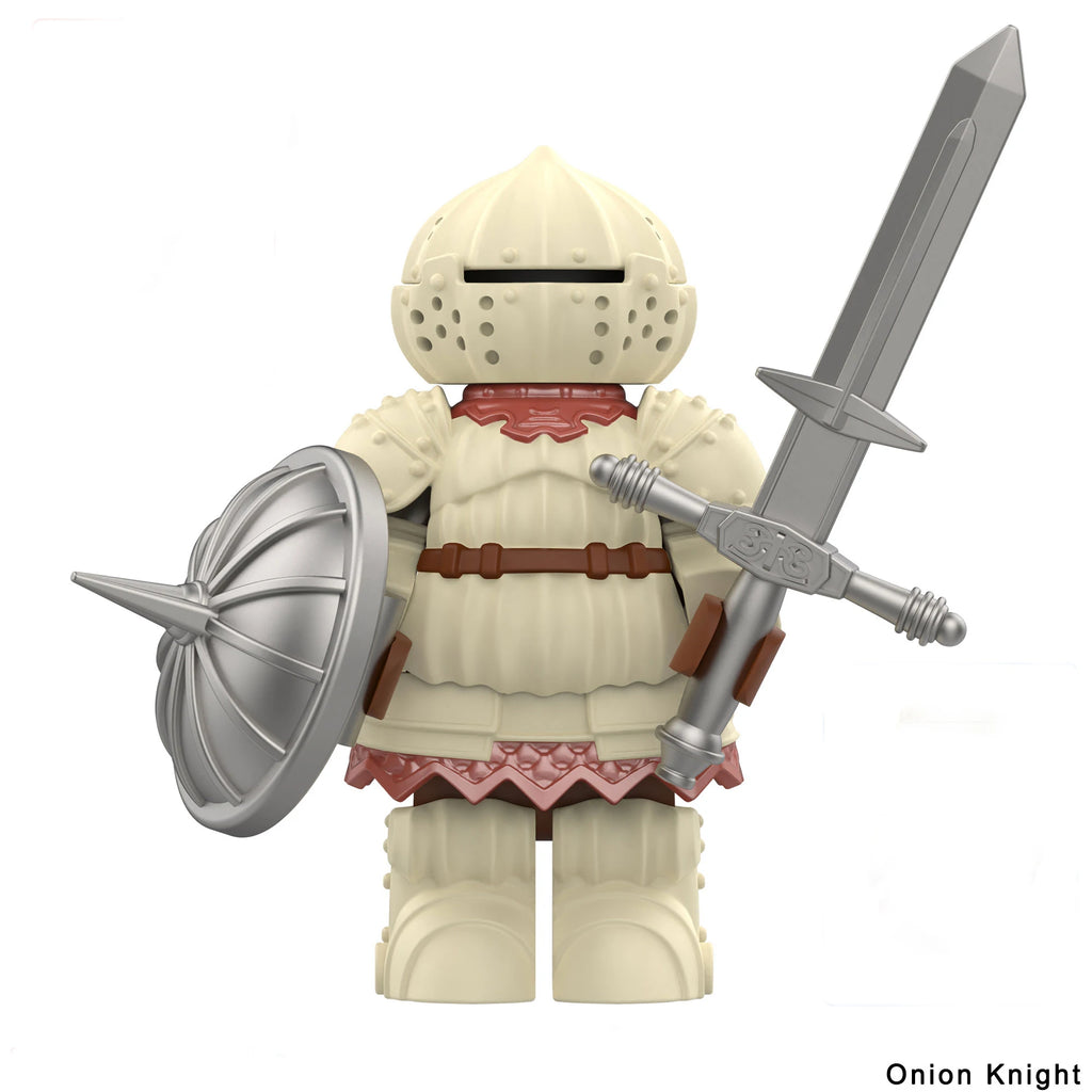 Medieval Onion Knight Detailed Black Knight Armor figure with Big belly, movable body building blocks toys