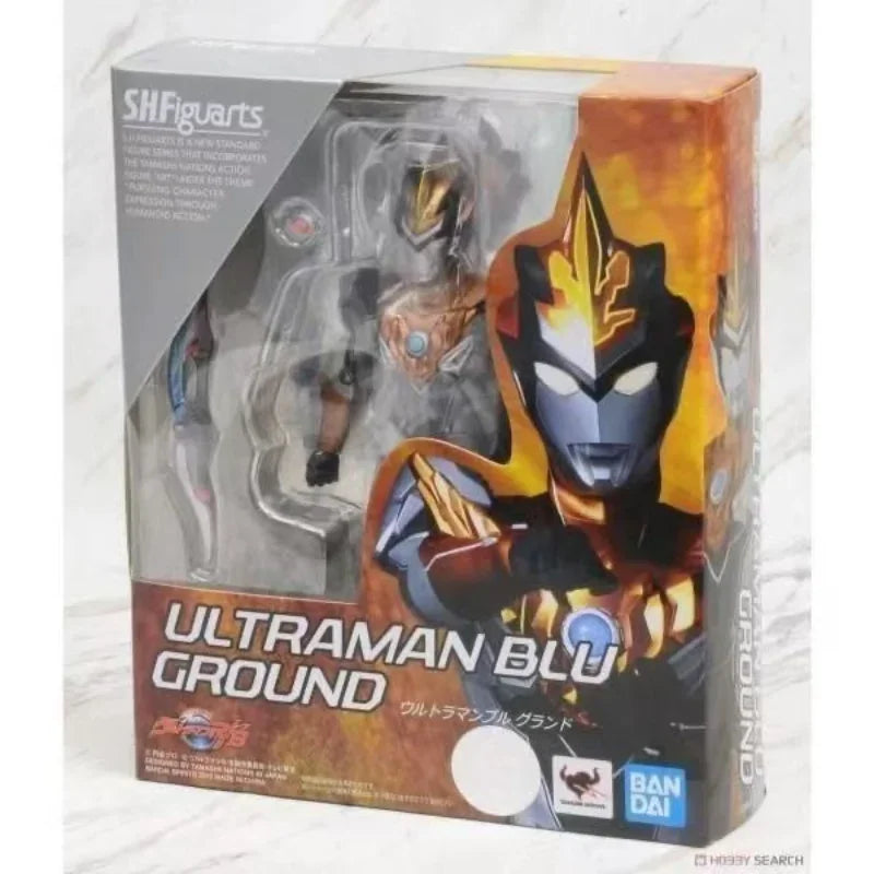 BANDAI Genuine SHF Ultraman Blu AQUA GROUND Rosso FLAME WIND Anime Action Figure Articulated Model Toy Gift for Kid Desk Decor