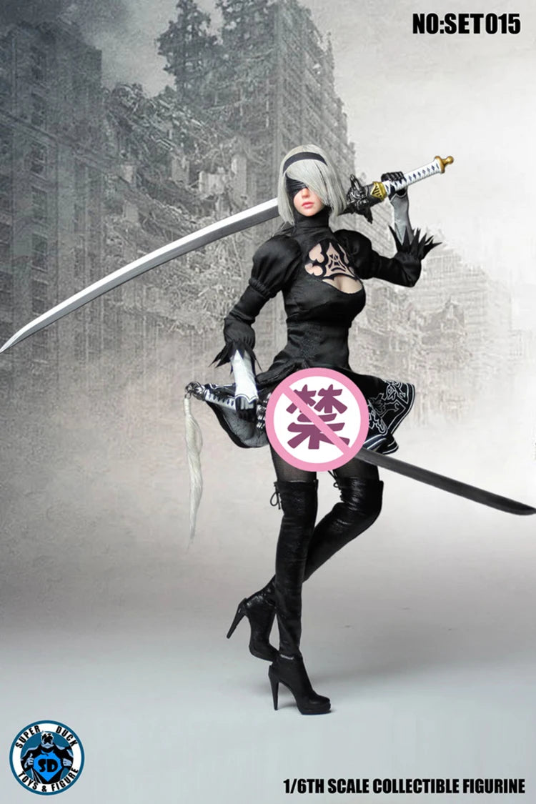 SUPER DUCK SET015 1/6 Nier: Automata Yorha 2B Head Sculpt & Clothing Sets Accessory For 12Inch Action Figure Model For Fans