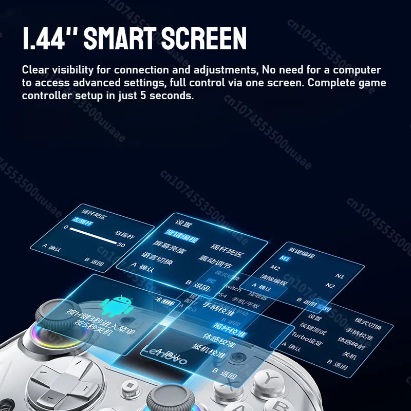Lenovo X01 1,44 Zoll Smart Screen Wireless Controller 3 Modi für Switch PS4 IOS Android PC TV Programmierbares Gamepad mit Zurück-Taste