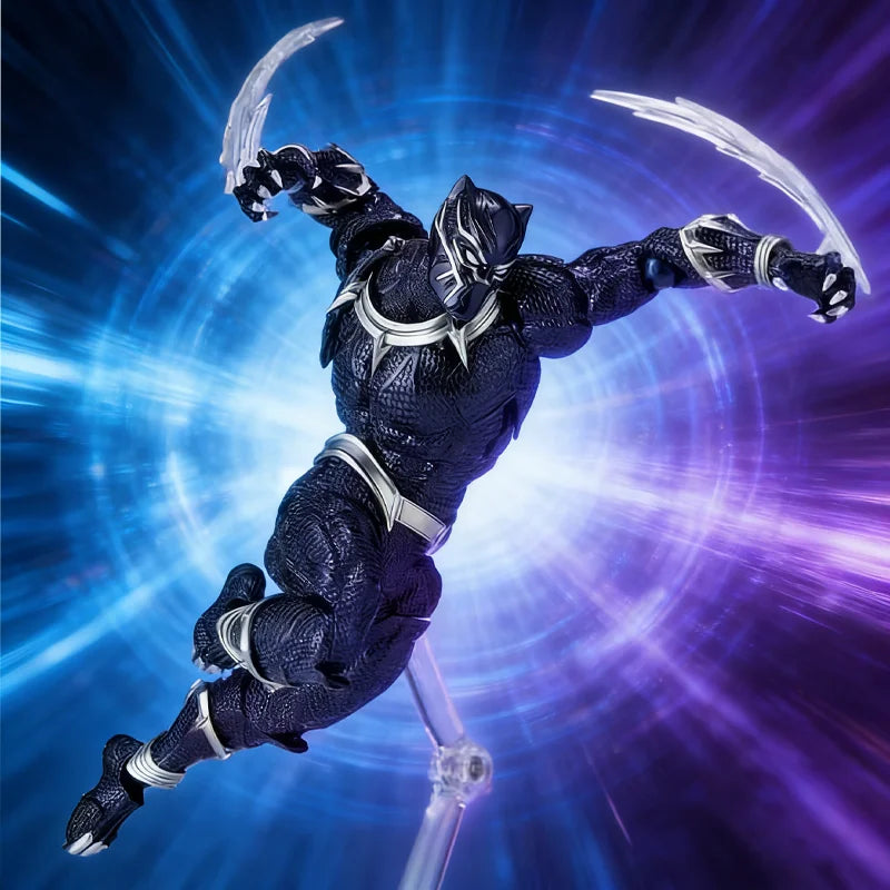 【New Version】3.0 Black Panther Anime Articulated Action Figure - Desktop Decoration Ornament Birthday Gift For Boys Scene Prop
