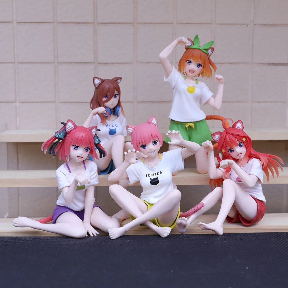 Anime Die Quintessenz Quintuplets Desktop Niedliche Nakono Yotsuba Figur Katze Zimmer Tragen Ver Mädchen Statue Modell Puppe Schreibtisch Dekoration