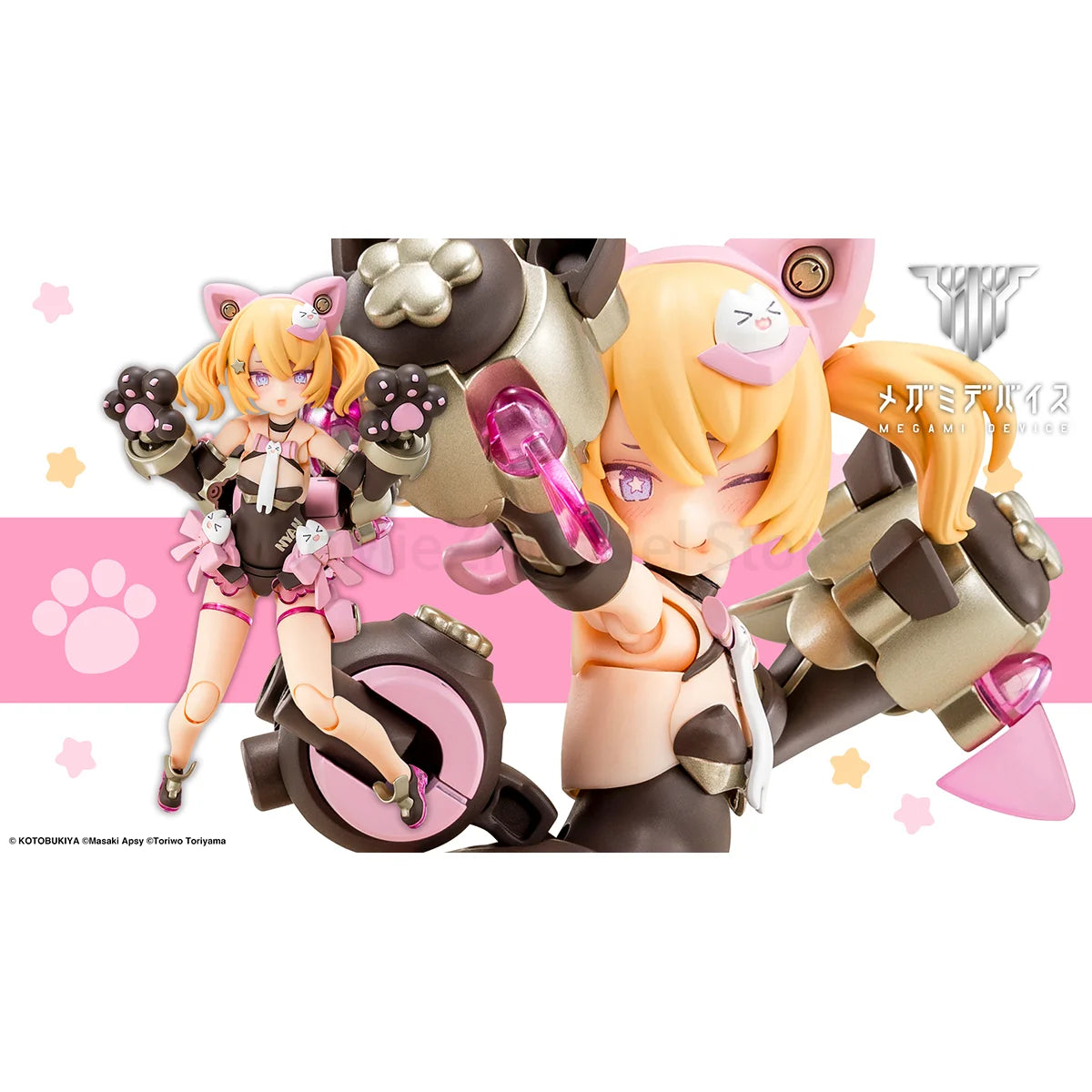 Original Genuine Kotobukiya Model Kits Megami Device PUNI MOFU Kuro Mao PUNI MOFU Yuki Tu Assembling Toys Cute Action Figure