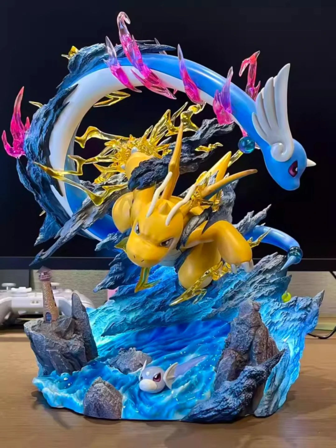Fantasy House Pokemon Dragonite GK Figure 30CM Light Up Evolution Set Desktop Decoration Birthday Gift For Pokemon Collectors