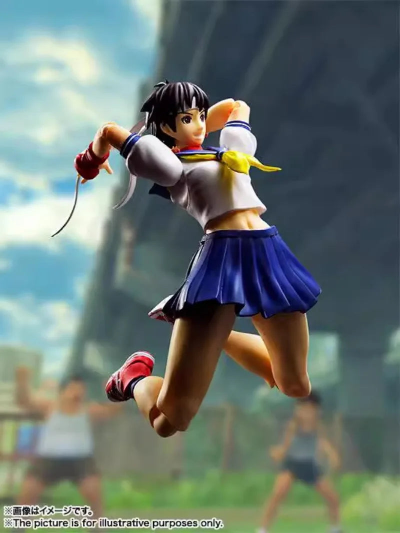 In Stock Original Bandai S.H.Figuarts SHF Street Fighter Sakura Kasugano NO.08 Anime Action Figure Model Set Game Toy Gift