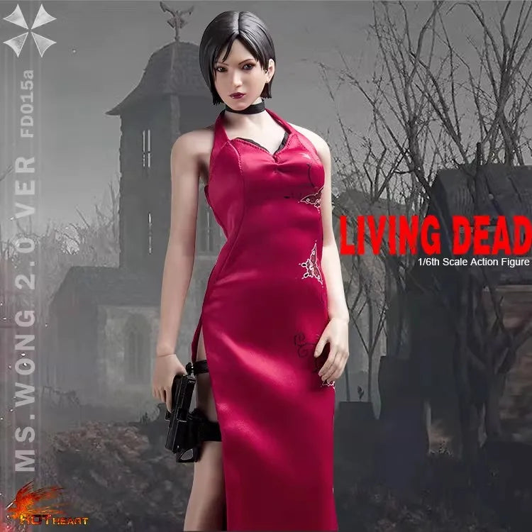 Hot Heart FD015 1/6 Scale Collectible Zombie Killer Spy Ms. Wong Cheongsam Style 12in Action Figure Full Set Model for Fans Gift