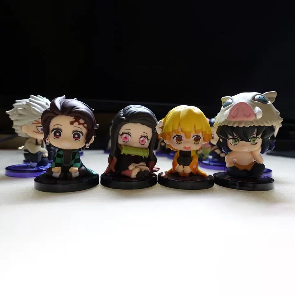 Demon Slayer Q Posket Mini Figurines Wholesale Kimetsu No Yaiba PVC Dolls Set of 5/10/12/15 for Desktop Decoration