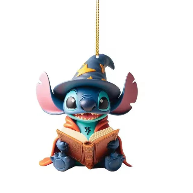 8cm Kawaii Anime Lilo&Stitch Acrylic Christmas Decoration Stitch Christmas Tree Home Hanging Car Bag Accessories 2D planar print