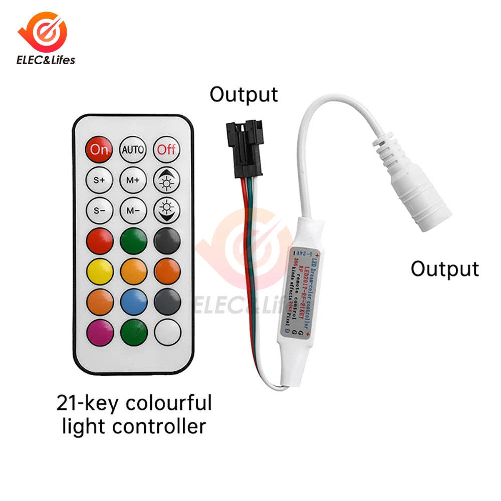 DC 5-24V LED Strip RGB Single Color Controller RF Remote Control 21 keys For monochrome 5050 2835 SMD LED Strip Light