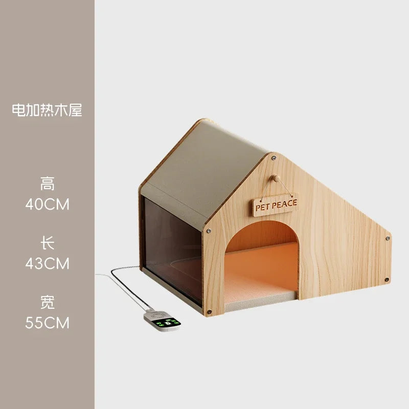 Constant Temperature Cat's Nest for Winter Warmth Pet Bed Closed Style Solid Wood House Sense of Security Kitten Sleeping Bed