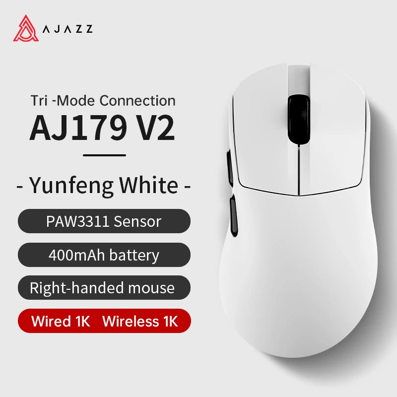 AJAZZ AJ179 PRO PAW3395 Wireless Gaming Mouse with RGB Charging Base 26000DPI Lightweight Ergonomic Mouse for PC Gamer Laptop