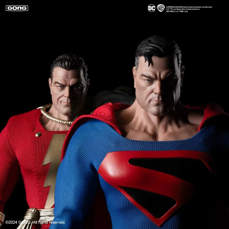 Original GONG DC Heavenly Kingdom Descends Superman Shazam DC Silent Batman 1/12 Cloth Clothed Movable Doll Collection Play