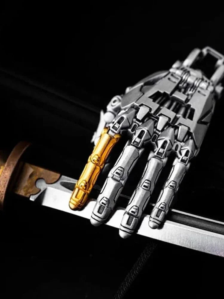 5cm Robot Hand Collectible Mechanical Bionic Hand With Chain Movable Finger Joints Hand Charm Display Gifts Pendant Ornament