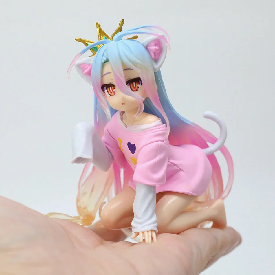 Original Genuine NO GAME NO LIFE 13cm Shiro Action Figure Figurine Collection Model Toy Kawaii Doll Desktop Decoration Gift