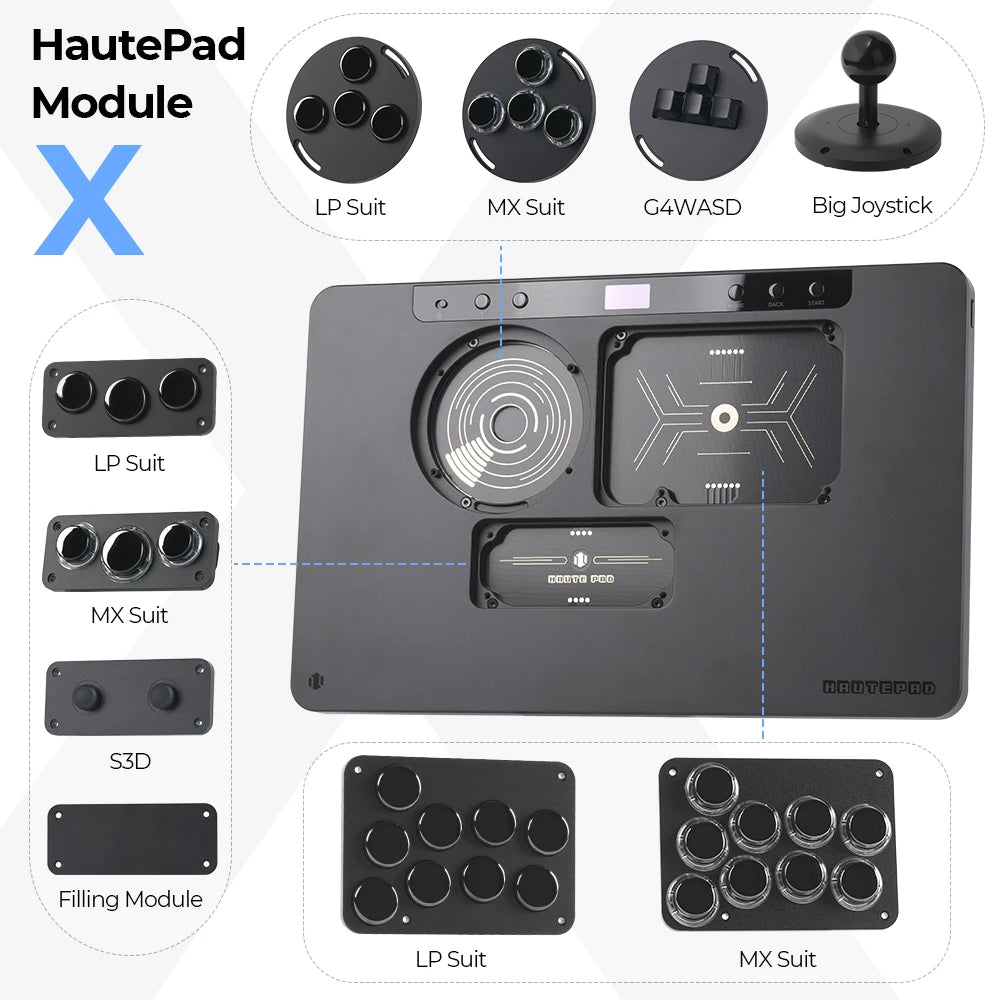 Haute42 Arcade Leverless Controller HautePad X Stickless Fightstick For PC/PS4/PS5 Hitbox Controller Ambient RGB PL/ MX Module