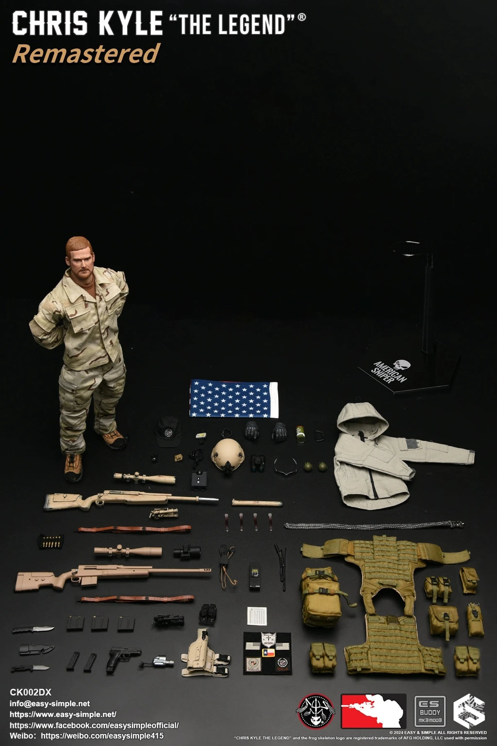 【MT】EASY SIMPLE ES CK002R/DX Version American Sniper Chris Kyle 1/6 Action Figure Model Toy Gift