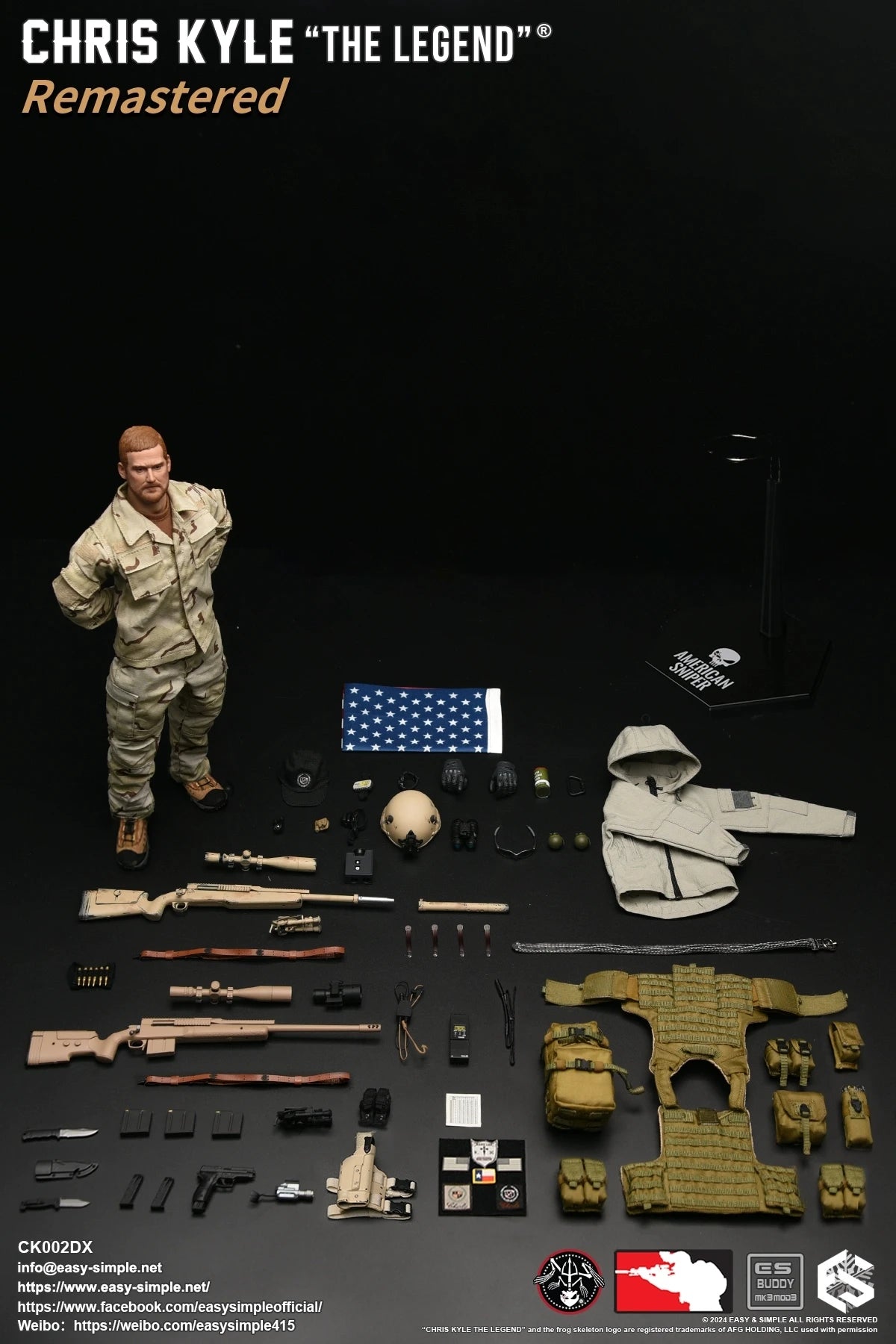 【MT】EASY SIMPLE ES CK002R/DX Version American Sniper Chris Kyle 1/6 Action Figure Model Toy Gift