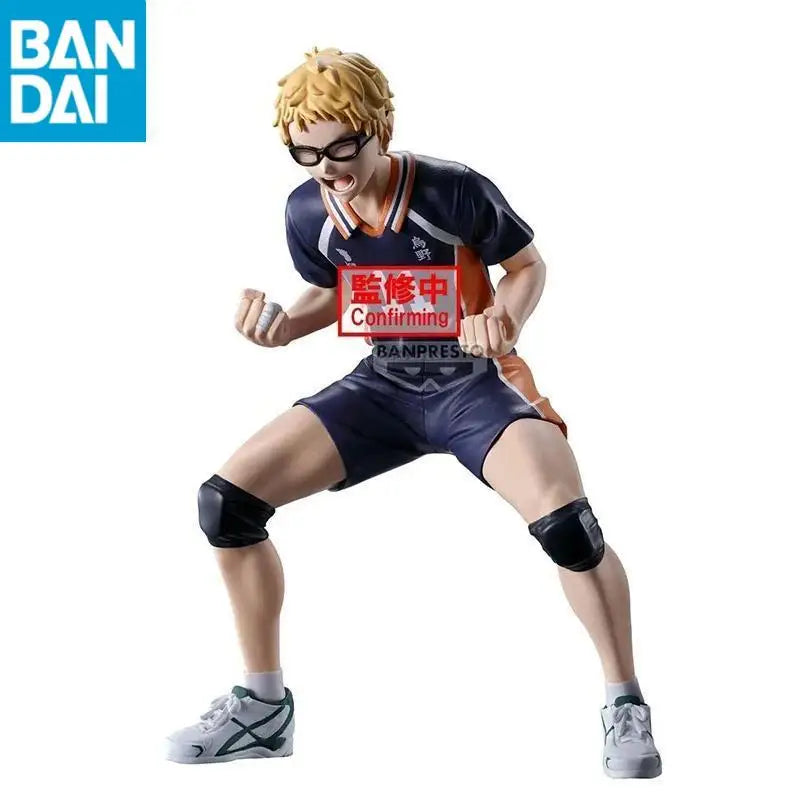 Genuine Bandai Namco Banpresto Haikyuu!! Kei Tsukishima Pvc 14Cm Figure Anime Model New and Unopened Desktop Ornament In Stock
