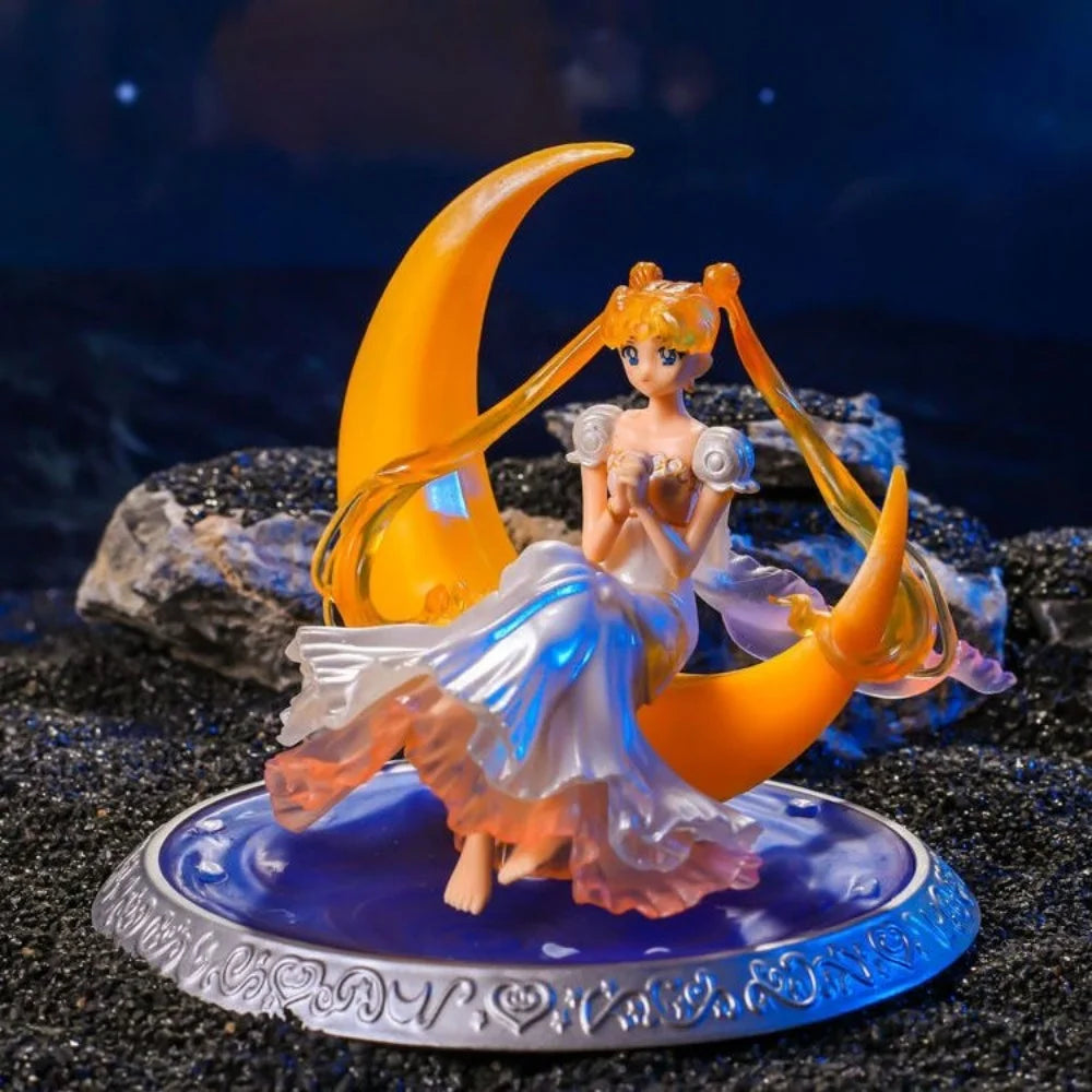 Sailor Moon Ornament Anime Surrounding Aesthetic Figure Model Glowing Night Light Room Desktop Decoration Cute Toy Children Gift