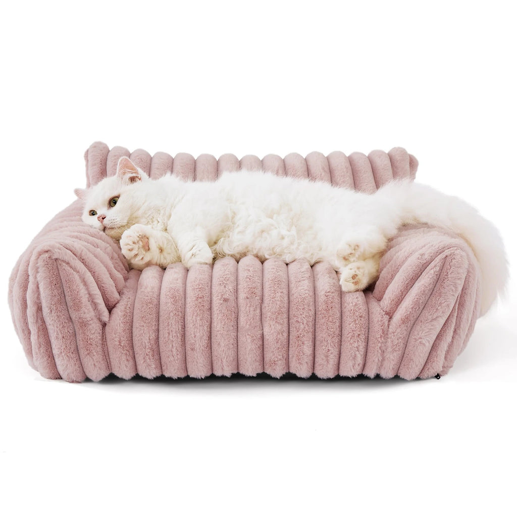 Cat Couch Bed Cute Pet Bed for Small Medium Large Cats Dogs Fluffy Sofa Bed for Pet Indoor with Non-Slip Bottom & Washable Cover