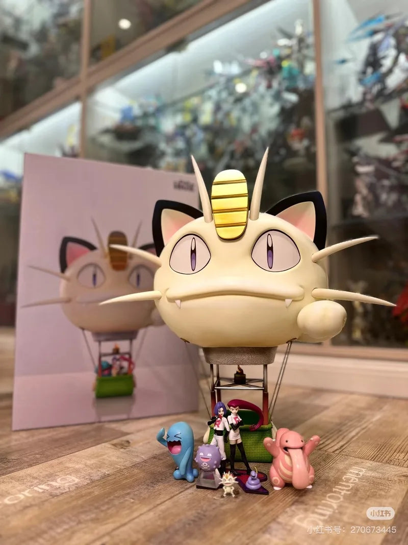 40cm Rocket Team Anime Figure Meowth Hot Air Balloon Figures Wobbuffet Figures Pvc Statue Collection Model Custom Gifts Toys